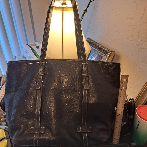 Tote 100% leather black ostrich - Picture 3 of 6